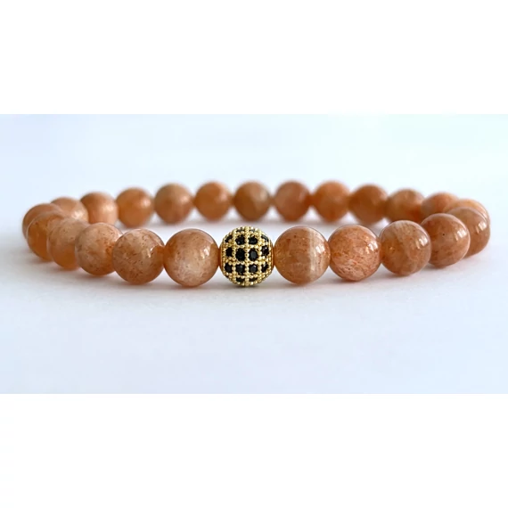 Napkő ásvány karkötő rosegold golyóval díszítve